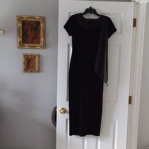 Black Velvet with neck sash long evening gown